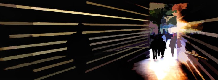 Timeline wlak through a light tunnel